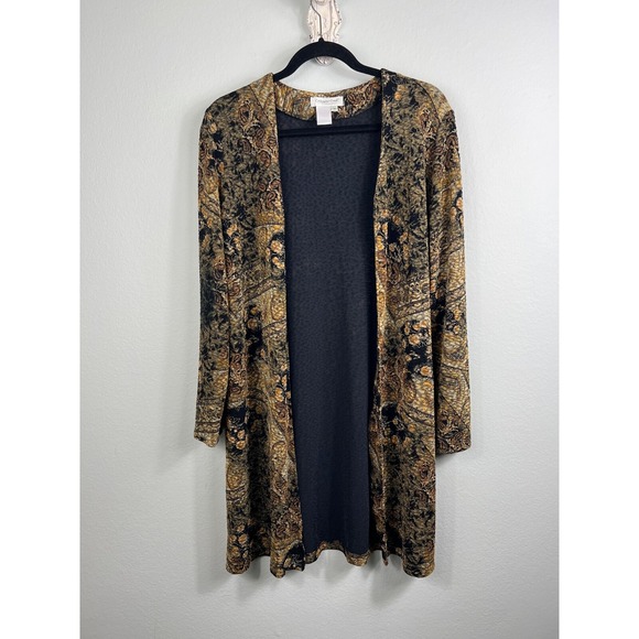 Coldwater Creek Sweaters - Coldwater Creek Cardigan Women's Stretch Floral Paisley Open Front Size Medium